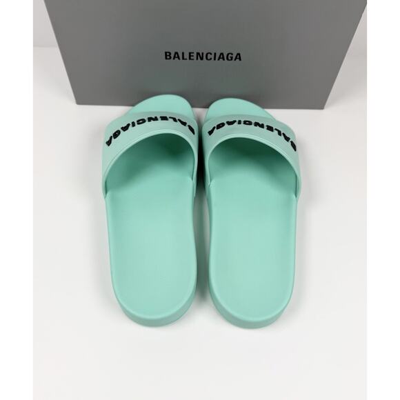Size 11 - Balenciaga Mint Rubber Pool Sandals NEW! main image 8